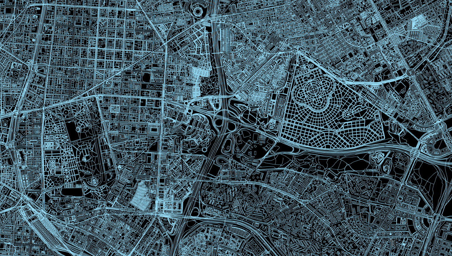 Mapa de carreteras y edificios